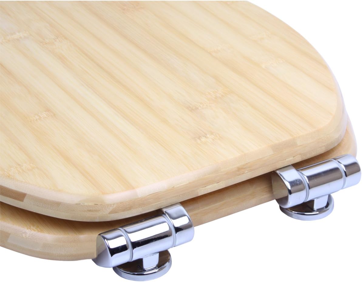 Sanilo Elongated Toilet Seat, Wide Choice of Slow Close Toilet Seats, Molded Wood, Strong Hinges (Bamboo) - - 