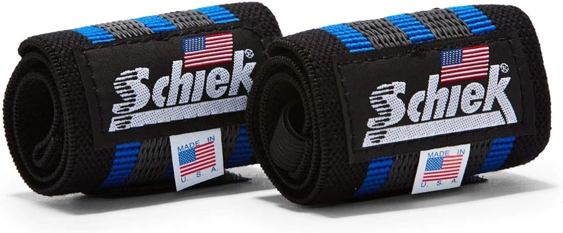 Schiek Sports Blue Line Heavy Duty Rubber Reinforced Wrist Wraps -18"-Black/Blue : Sports & Outdoors