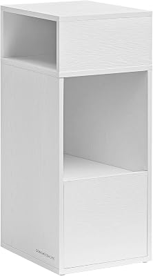 Comodino Sottile, Snapsemble Montaggio Rapido, Tavolino con 2 Scomparti Aperti e 1 Cassetto, per Camera da Letto, 30 x 25 x 59,4 cm, Bianco Neve LET911WE01