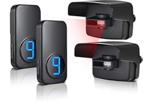 Wireless Driveway Alarm, Bistee Reliable Motion Detector Alarms Outdoor Weather Resistant, 600 FT Long Range Motion Sensor Security Alert System for Home Farm Business Protection(2Receivers&2Sensors)