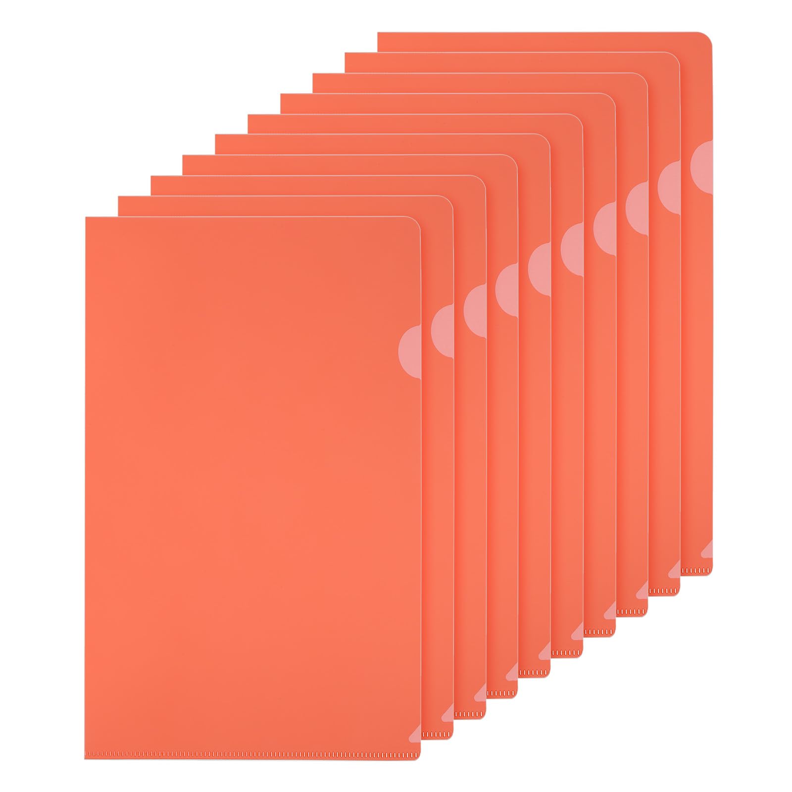 PATIKIL L Type Folders 10 Pack A4 Plastic File Project Pockets Clear Paper Document Jacket Sleeves for Office, Red