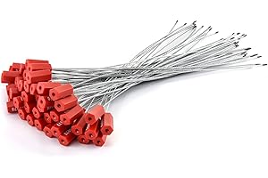 QWORK Steel Cable Seals Security Tag Numbered Truck Trailer Seal, 50 Pcs