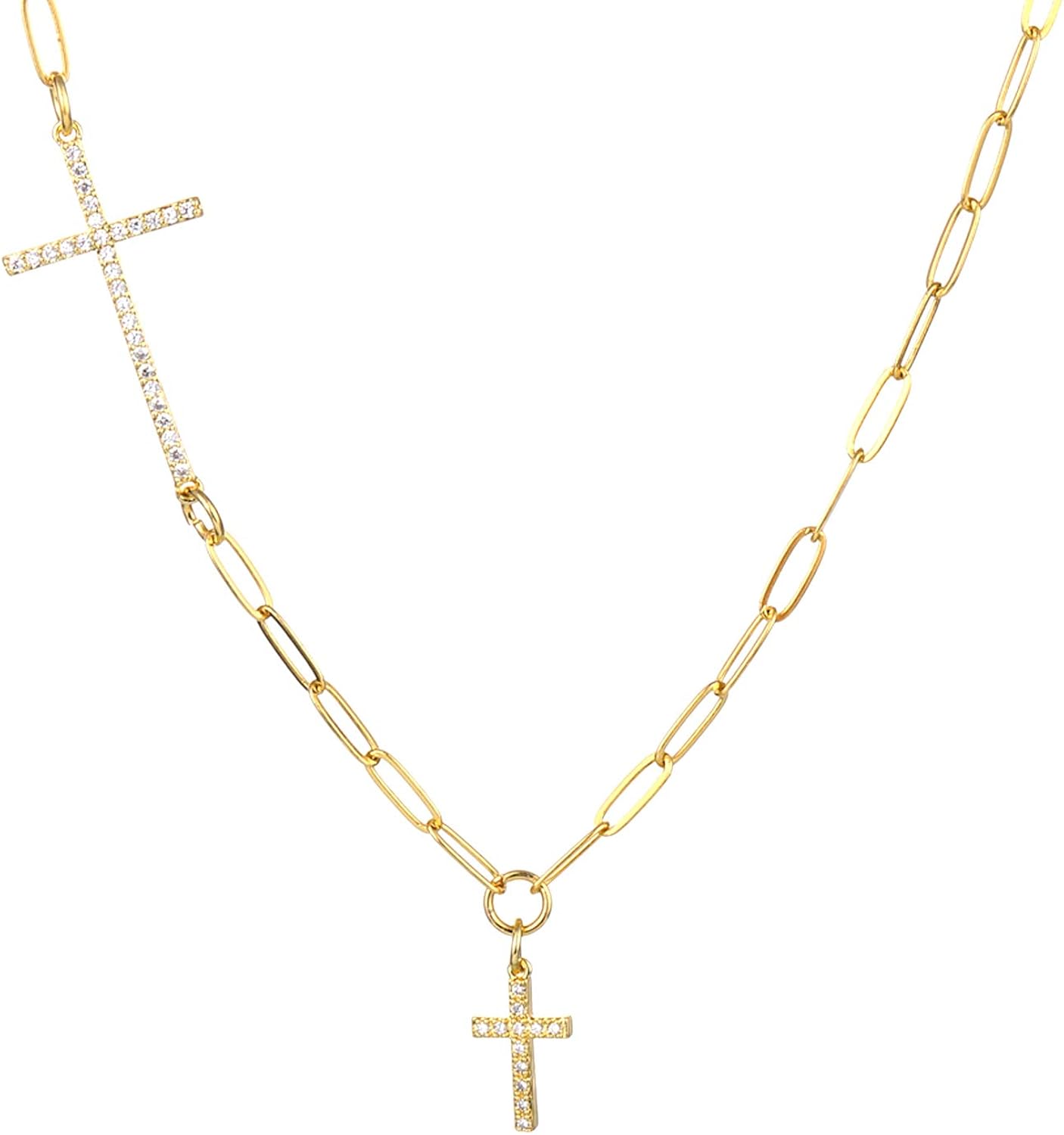 JHWZAIY Paperclip Necklace, 18K Plated Gold Chain Necklaces for Women