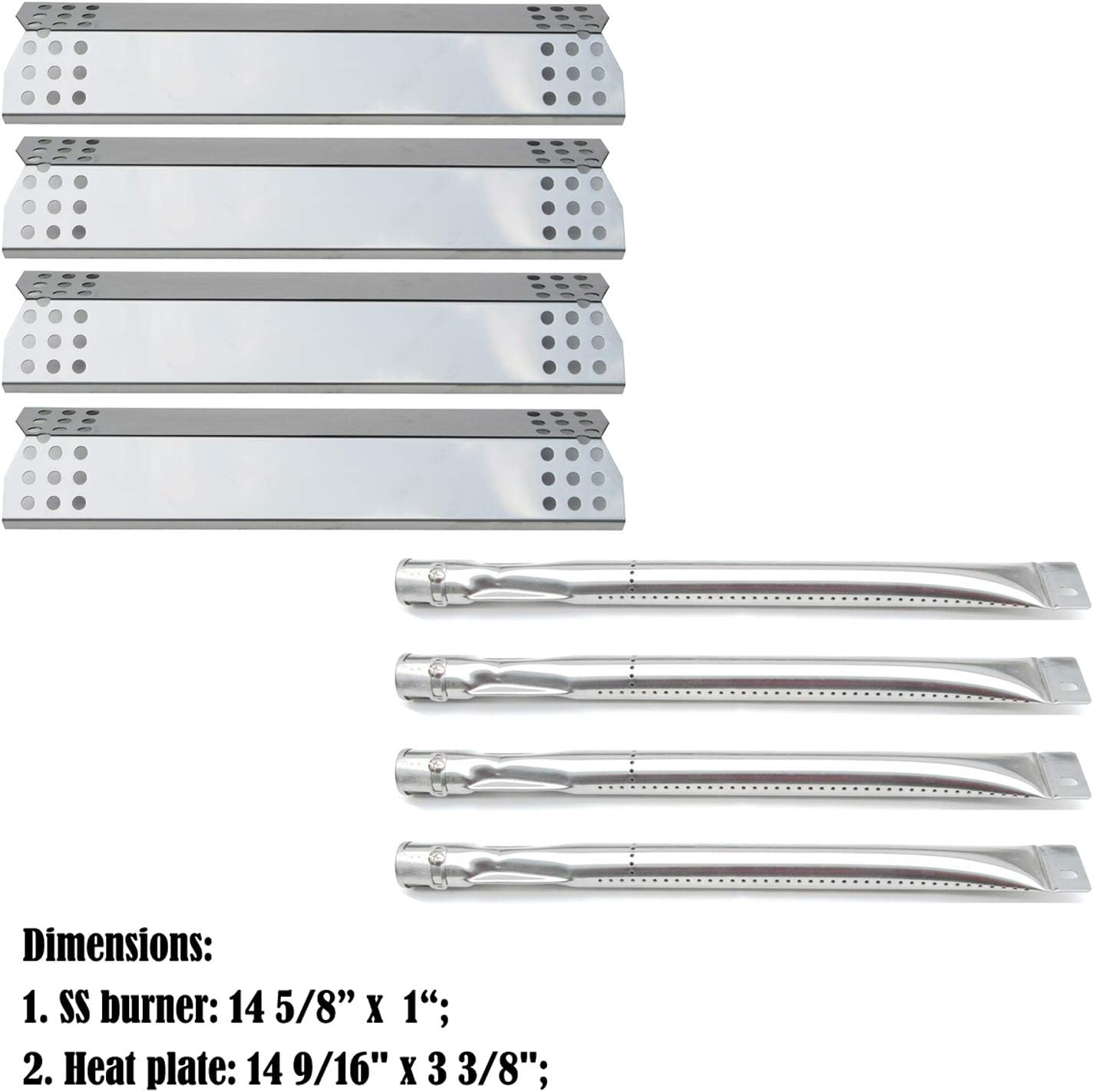 Direct Store Parts Kit DG143 Replacement for Sunbeam, Nexgrill, Grill Master 720-0697 Gas Grill Burners, Heat Plates (Stainless Steel Burner + Stainless Steel Heat Plate) : Garden & Outdoor