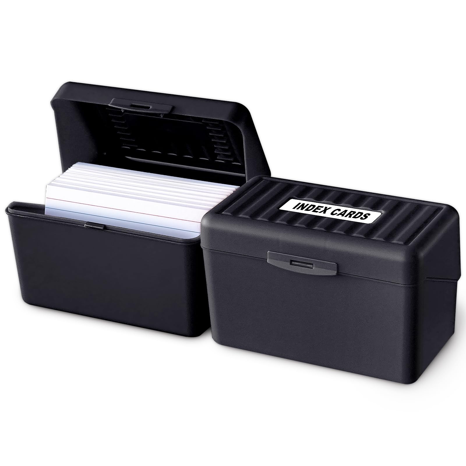 Photo 1 of Olivo Index Card Holder Box 3x5 Flash Note Card Holder Storage File Box Organizer Case for 3"x5" Cards, Black 2 Pack