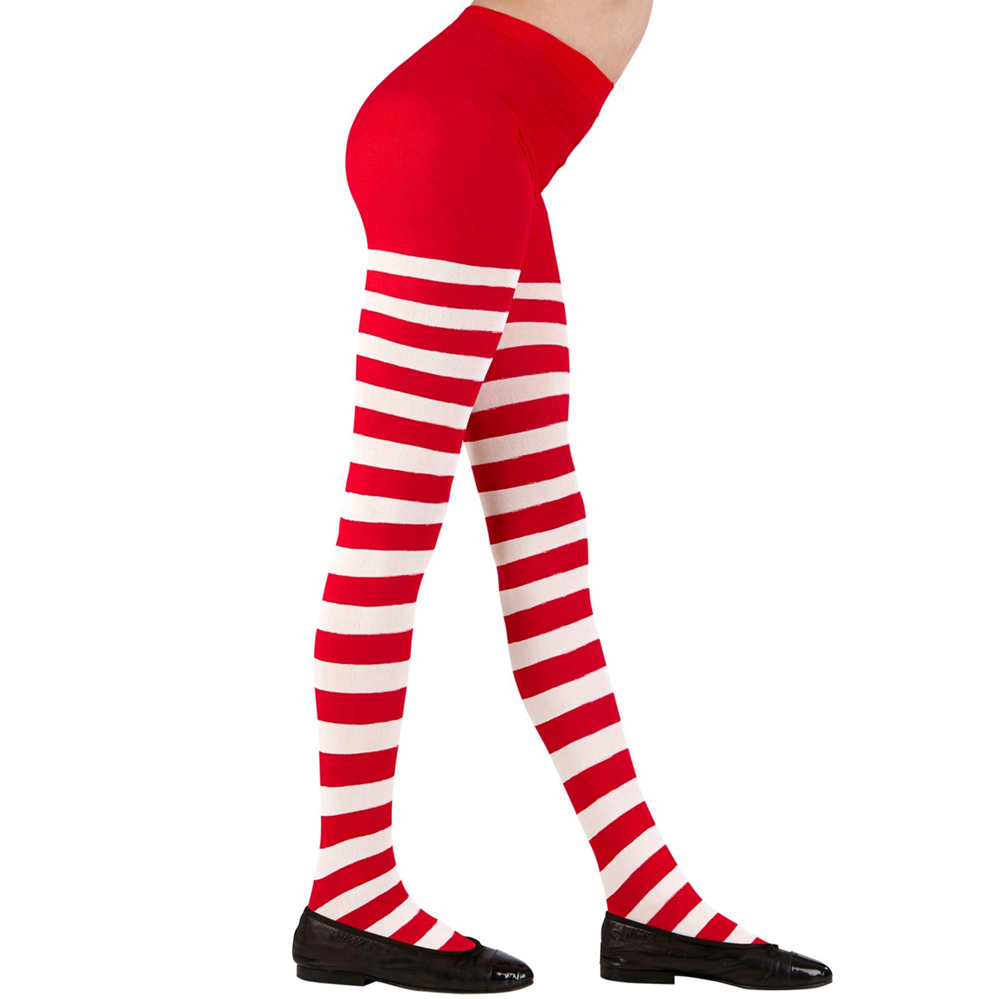 W WIDMANN MILANO Party Fashion - Striped Tights for Girls, Clowns, Naughty Girls, Santa's Helpers, Carnival, Halloween, Themed Parties, 70 DEN, Size 1-3 Years, Red-White