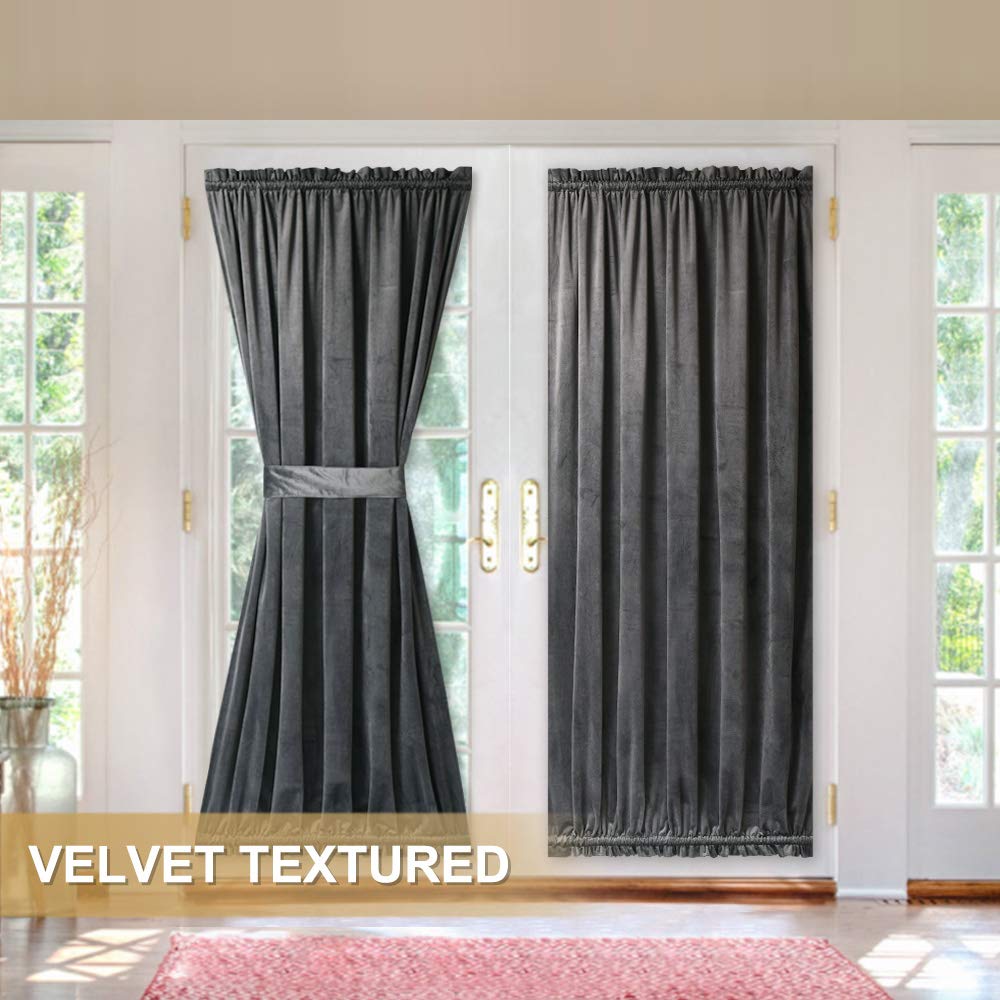 Stangh Velvet Blackout Curtain For Sliding Glass Door Side Decorative Panel Bedroom Energy Efficient Privacy Door Blind Regulate Temperature For