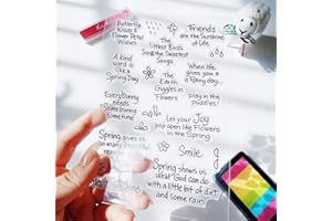 MESYGK Spring Blessing Statement Words Flower Clear Stamps Transparent Silicone Stamp Album Cards Rubber Stamp for Card Making Decoration and DIY Scrapbooking