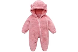 Xifamniy Baby Newborn Girls Boys Winter Clothes Suit Snowsuit Fleece Jumpsuit Footie Romper Warm Hooded Outwear 0-12 Months