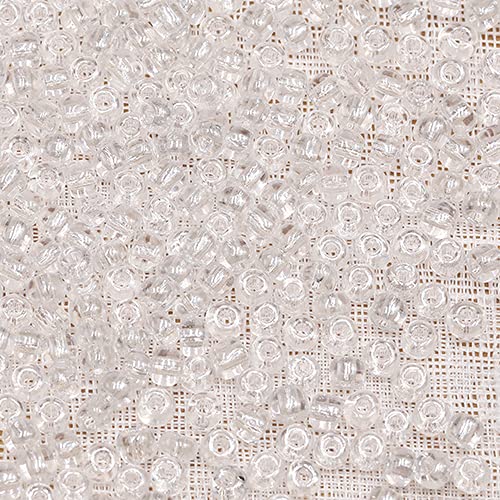 Tibaoffy Transparent Beads Size 6/0 Crafts Glass Seed Beads 4mm for Jewelry Making (Total About 100g About 1200pcs) — image 1