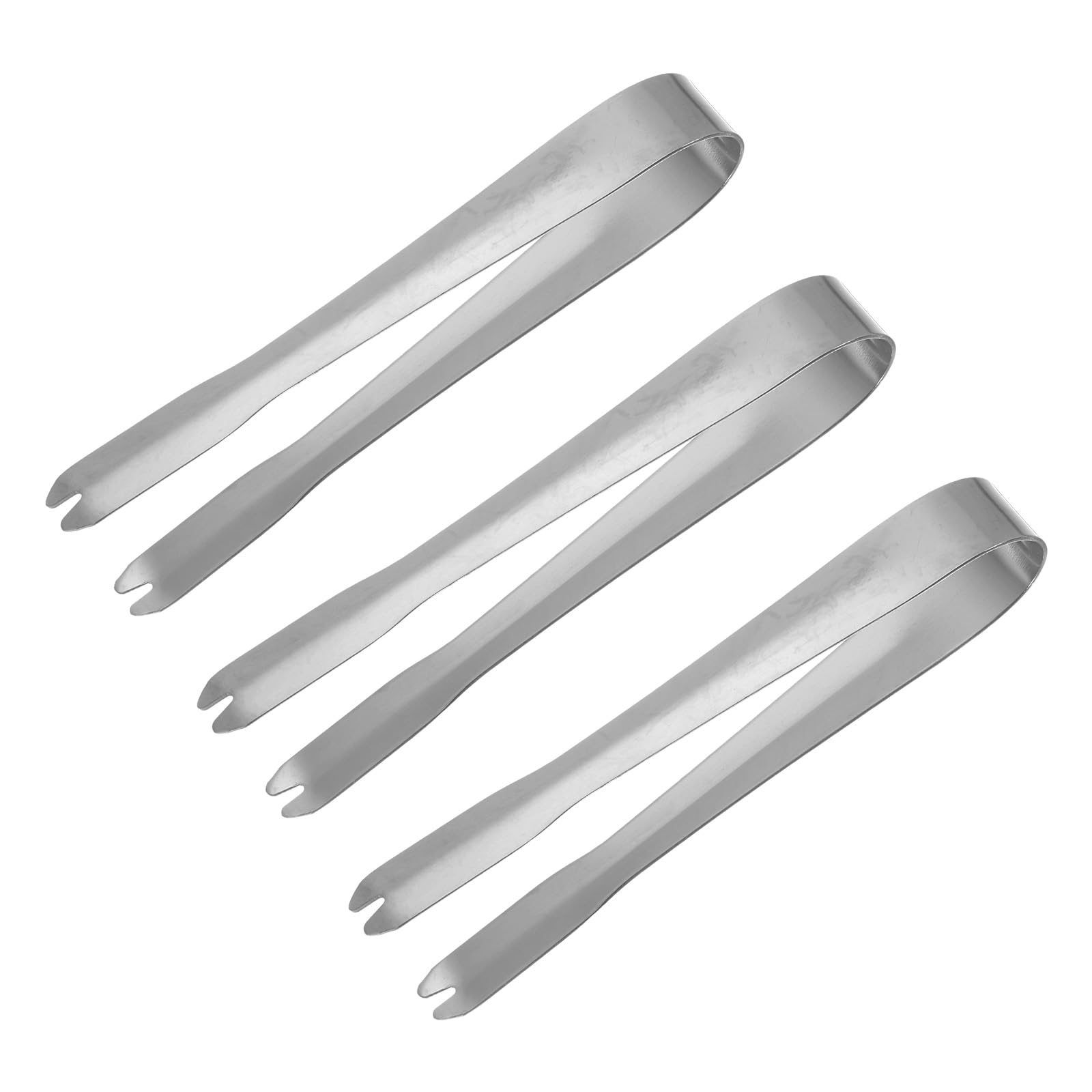 uxcell Serving Tongs, 3pcs 5.2Inch - 304 Stainless Steel Ice Tongs, Tiny Tongs for Appetizers, Sugar, Charcuterie, Dessert, Tea Parties, Bar, Cafe (Silver)
