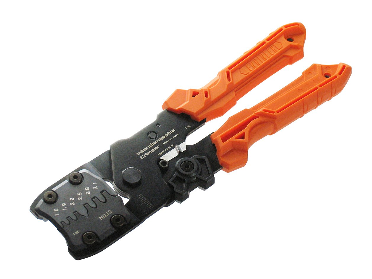 Precision Universal Crimping Tool with Inter-Changeable die Plates (Size M) Handy Crimp Tool. Made in Japan. ENGINEER pad-12