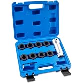 Marvelity 10-Piece Axle Spindle Thread Chaser Set | Includes 8 Dies &amp; 1-1/16" Extension Bar, 8 Common Sizes M20 M22 M24, 13/16" 3/4" UNEF Nuts, for Most Vehicle Axle Spindles