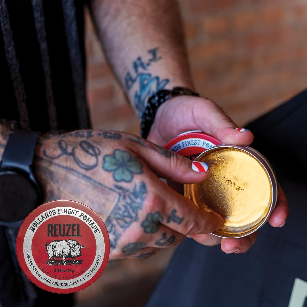 REUZEL Red Pomade, Medium All Day Hold, Water Soluble Styling, High Shine and Flake Free, Easy To Wash Out, For All Hair Types