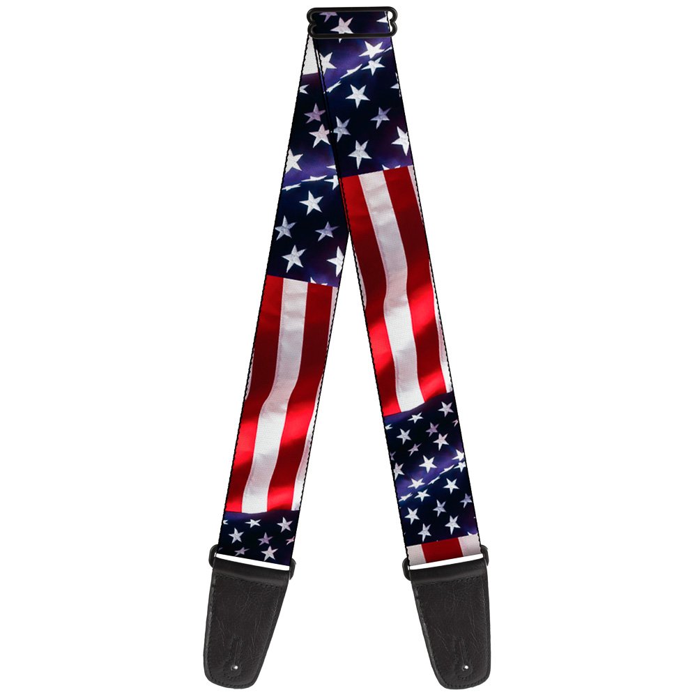 Buckle-Down Guitar Strap American Flag Vivid Close Up 2 Inches Wide
