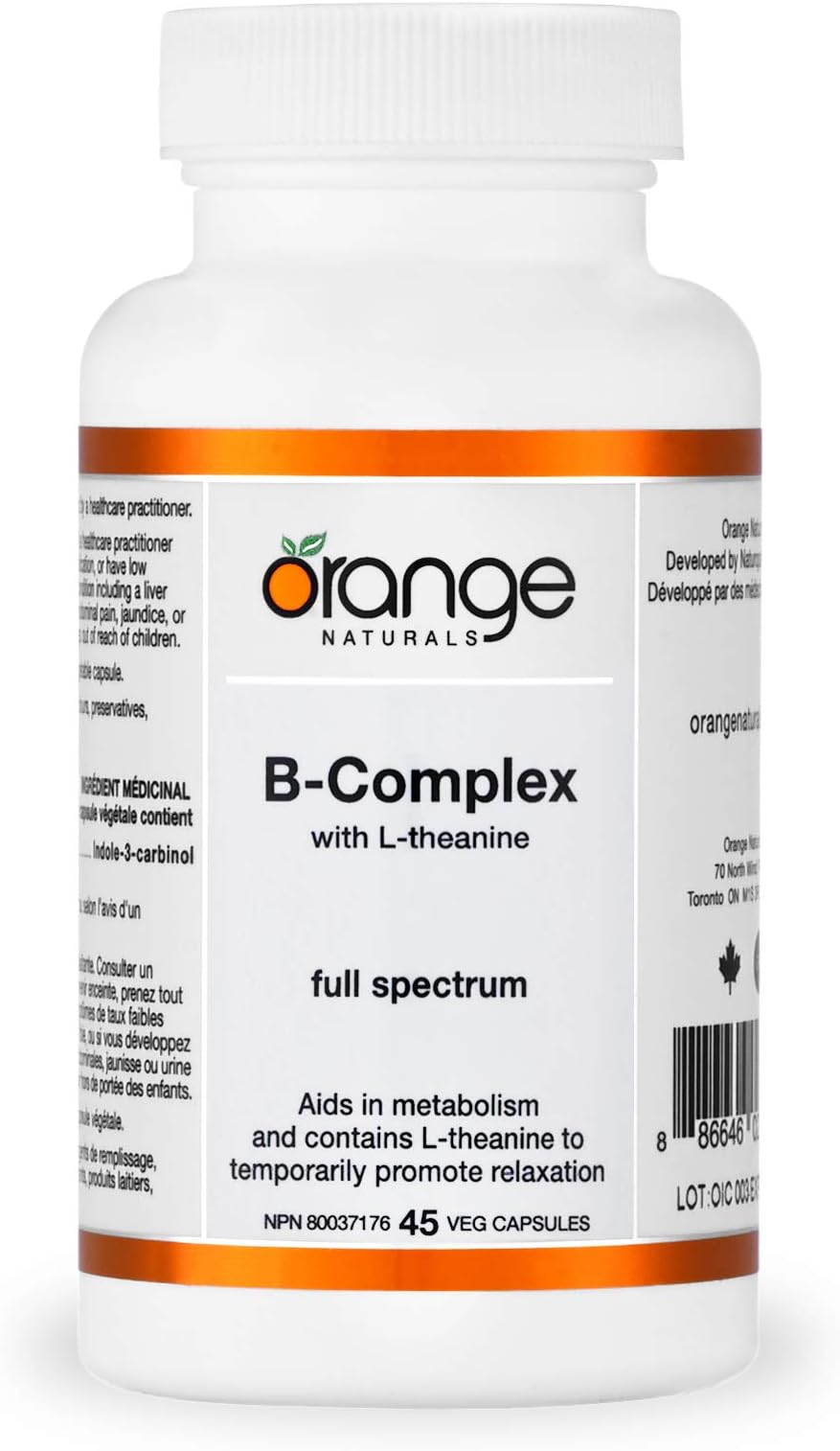 Orange Naturals Advanced B-Complex with L-Theanine Vegetable Capsules, 45 Count