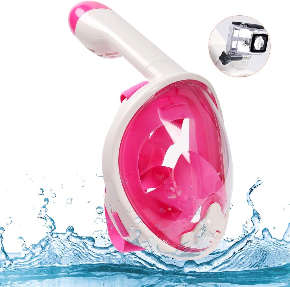SCULLA Snorkeling Mask Full Face for Kids 180° Sight Panoramic Dry Snorkeling Masks for Kids Anti-fog,Anti-leak;Removable Camera Mount,High Tenacity PC