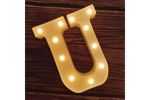 MUMUXI Marquee Light Up Letters | Large Light Up Numbers | Battery Powered and Bright with Every Letter of The Alphabet | for Wedding, Birthday, Party, Celebration, Christmas or Home Decoration (U)
