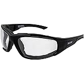 Epoch Eyewear Foam Padded Motorcycle Riding Sunglasses Z87.1 Black Frame w/Photochromic Clear to Smoke Lens