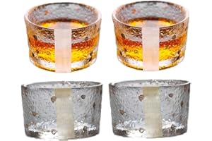 Set of 4 Glass Sake Cups, Japanese Sake Cup Set, Japanese Tea Cups, Soju Glass, saki Cup, Glasses, Japan Shot