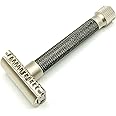 Parker THE VARIANT OPEN COMB - ADJUSTABLE Double Edge Safety Razor, Customize your Shave with a Turn of the Dial from Mild to Aggressive - 5 Blades Included (Graphite Gray)