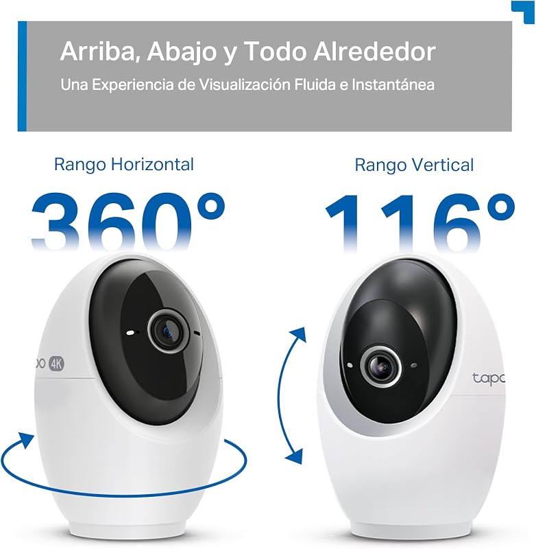 C260 - Câmera de vigilância WiFi interna, Segurança doméstica, 4K 8MP 360°, Deteção de IA, Gravação local / em nuvem, privacidade física, Zoom de 18x, Rastreamento, Áudio bidirecional, microSD