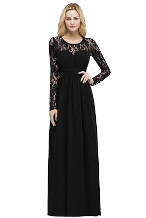 Women S Lace Long Sleeve Floor Length Evening Gown At Amazon