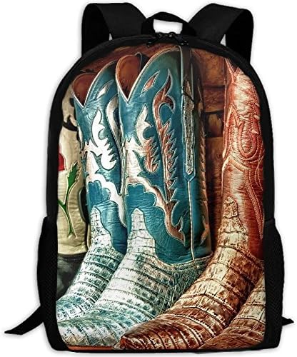 Colorful Cowboy Boots Adult Backpack School Daypack Oxford Laptop Bag Shoulder Bags