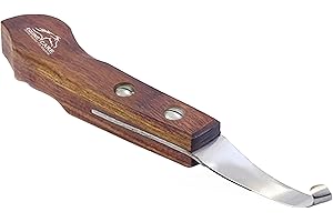 Equine Care Left-Handed Hoof Knife – Ultra-Sharp J2 Steel Blade | Professional Farrier Hoof Knife & Horse Hoof Trimmer | Ergonomic Wooden Handle for Horses & Livestock Hoof Care