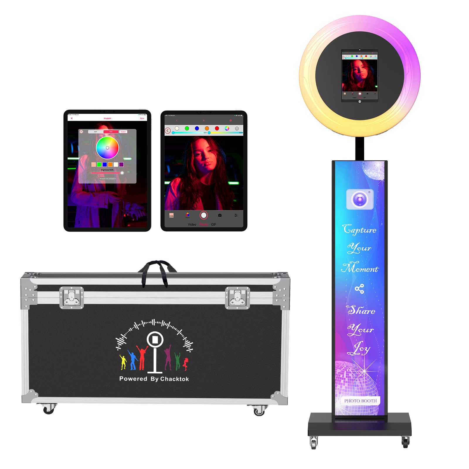 Mirror Photo Booth Portable LED Ring Light Photo Booth With Built-in ...