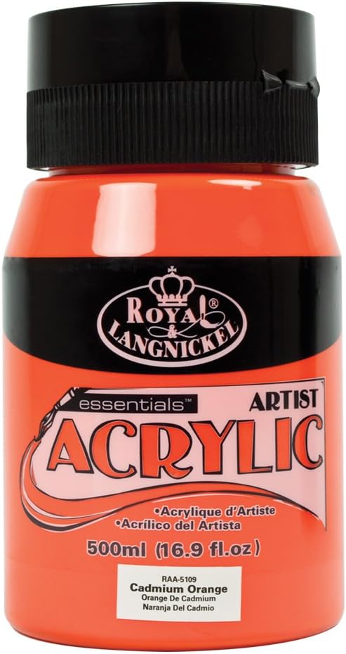 Royal & Langnickel RAA-5109 Essentials 500ml Acrylic Paint - Cadmium Orange, 500 ml (Pack of 1)