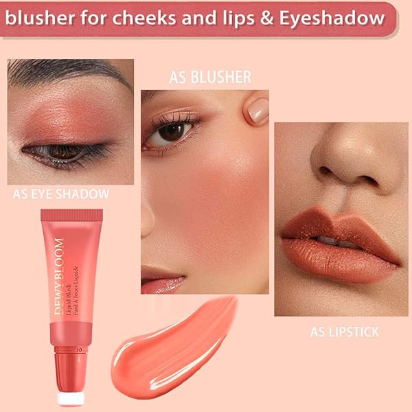 SOFT CREAM LIQUID BLUSH BEAUTY WAND, CREAMY BLUSH MAKEUP FOR CHEEKS WITH CUSHION APPLICATOR, NATURAL-LOOKING CHEEK TINT BLUSH DEWY FINISH,BLENDS PERFECTLY ONTO SKIN,LONG-WEARING (105 ARDOUR)