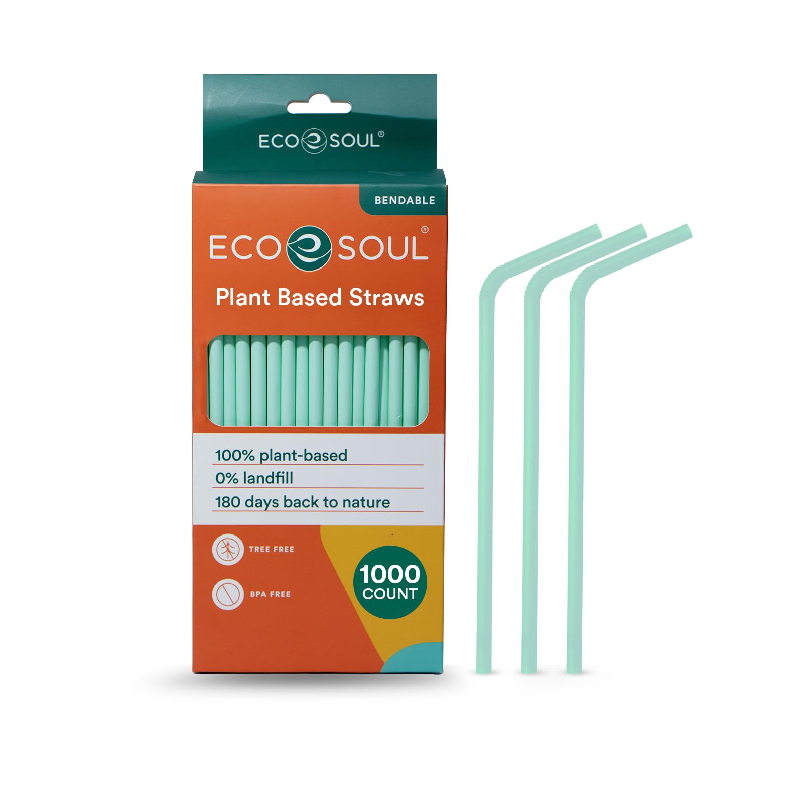 Photo 1 of ECO SOUL Straws [1000 Count][8.25"] Eco-Friendly Disposable Straws, Cocktail Cold Drink Smoothie Bendable