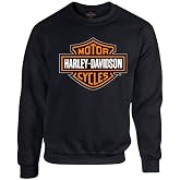 Harley-Davidson Mens Bar &amp; Shield Long Sleeve Crew Neck Fleece Sweatshirt, Black