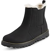Polar Womens Memory Foam Chelsea Nubuck Boot Waterproof Rubber Welted Stitch Outsole Faux Fur Lined