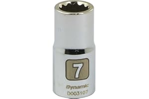 Dynamic Tools 1/4-Inch Drive 12 Point Metric, 7-Millimeter Standard Length, Chrome Finish Socket