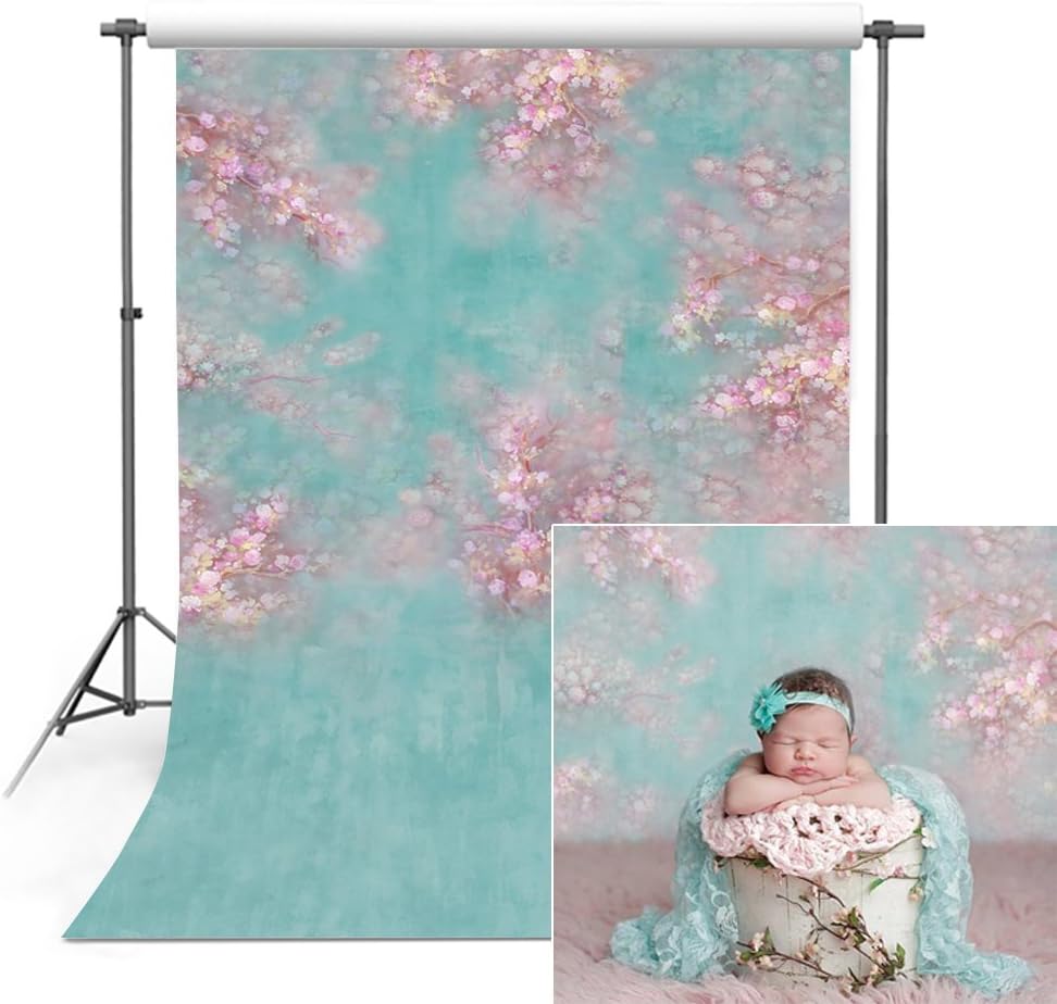 COMOPHOTO Newborn Backdrops for Photography 5x7ft Seamless Polyester Flower Photo Booth Backdrop for Pictures