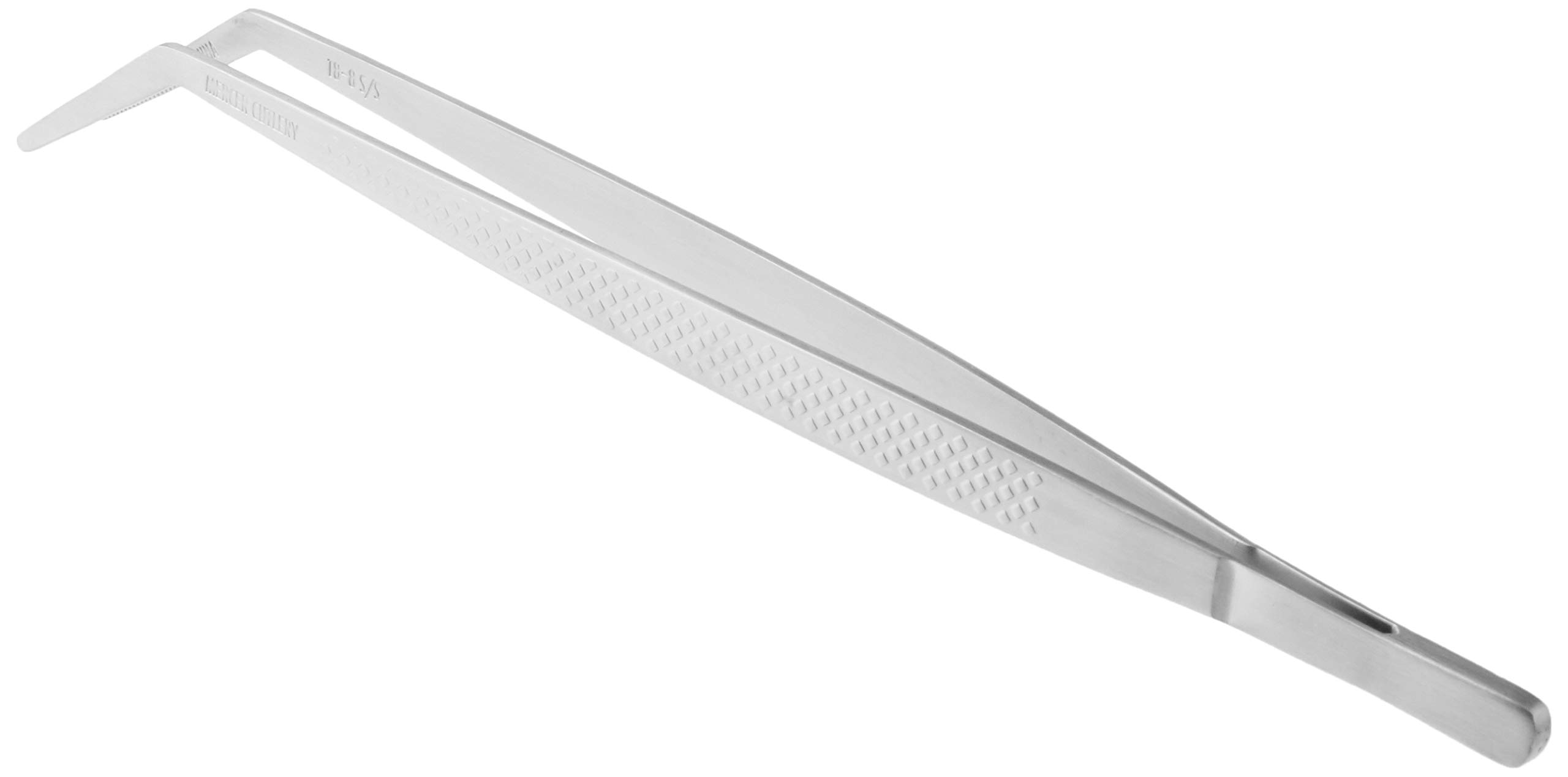 Mercer Culinary Precision Plus Tong-Curved Tip, 9 3/8", Stainless Steel, Silver, 9-3/8-Inch