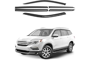 GrandWheel Co Smoke Tinted Tape-On Side Window Vent Visor Deflectors Rain Guards Compatible with Honda Pilot 2016-2022 - 6pcs. GW0351
