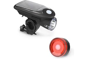 HOTDER Bike Light Set, USB Rechargeable Bicycle Lights, Powerful Headlight and Bike Taillight for Night Riding, 4+3 Modes, Solar Headlight, Waterproof Bicycle Light Set, Easy to Install