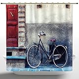Durable Shower Curtain by iPrint,Bicycle