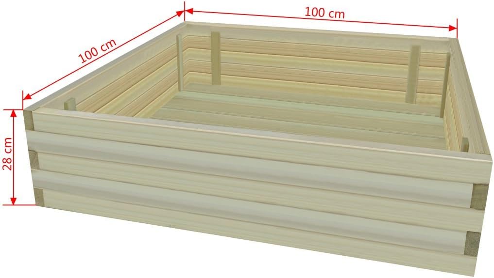 Festnight Jardinera de Madera Impregnada para Flores 100 x 100 x ...