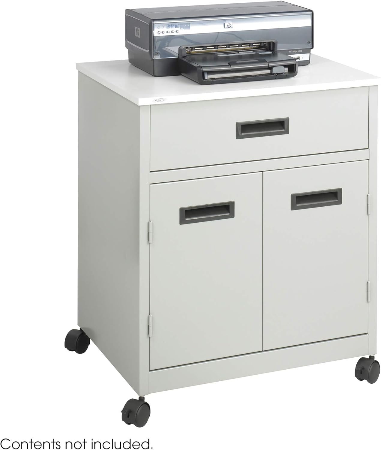 Safco Products Steel Machine Stand with Double Doors and Drawer, Gray: Furniture & Decor