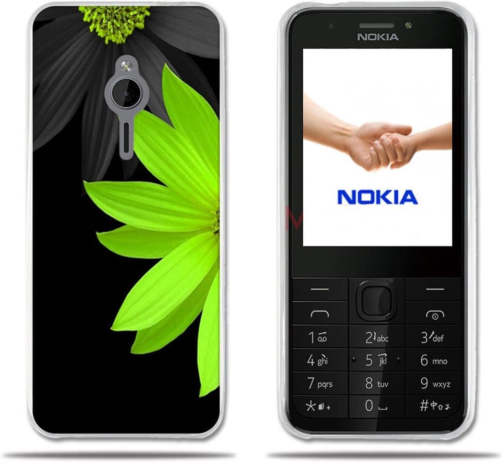 FUBAODA for Nokia 230 case, [Half Green Chrysanthemum] Transparent Silicon TPU Anti-Scratch Smart Protection Slim Fit Shockproof Flexible 3D Contemporary Chic Design Protector for Nokia 230