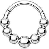 OUFER Septum Rings 16G Surgical Steel Septum Jewelry, Niche Design Septum Nose Rings, Hinged Segment Helix Cartilage Daith Piercing Jewelry For Women Men