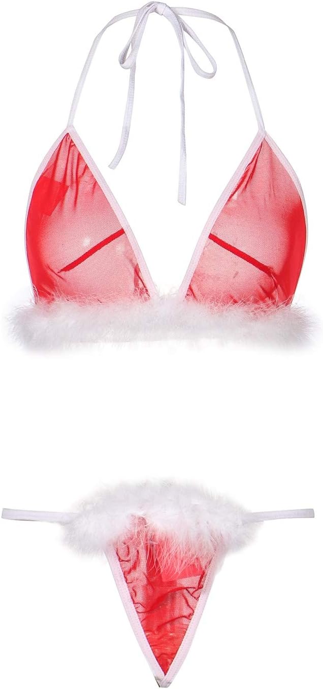 Women's Christmas Lingerie Babydoll Set Sexy Bra Panty Set Garter