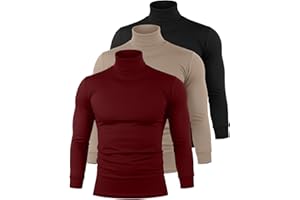 Riyiper 3 Pack Men's Turtleneck Shirts Thermal Basic Knitted Long Sleeve Casual Slim Fit Winter Pullover Tops
