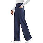 keriffe Womens Wide Leg Yoga Pants with 4 Pockets High Waist Stretchy Loose Dress Work Casual Sweatpants