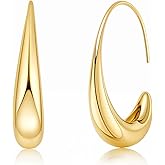 HighSpark Gold Teardrop Hoop Earrings for Women | 18k Gold Plated Statement Oval Earrings | Jewelry Gift