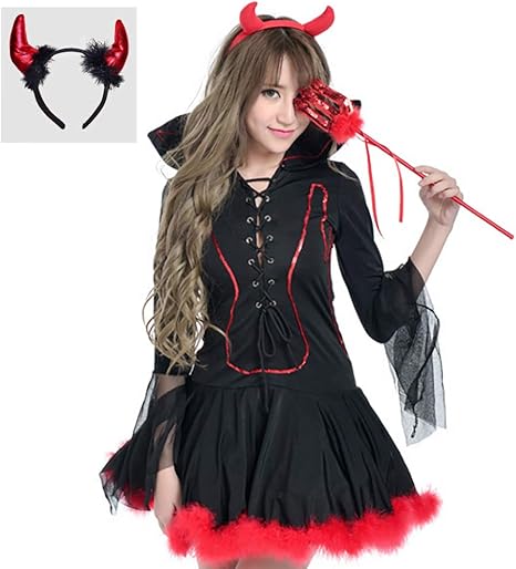 Amazon 最終値引き ハロウィン コスプレ レディース 魔女 バンパイア 吸血鬼 選べる ツノカチューシ セット お手軽 お得 セクシー系 可愛い系 コスプレ 仮装 通販